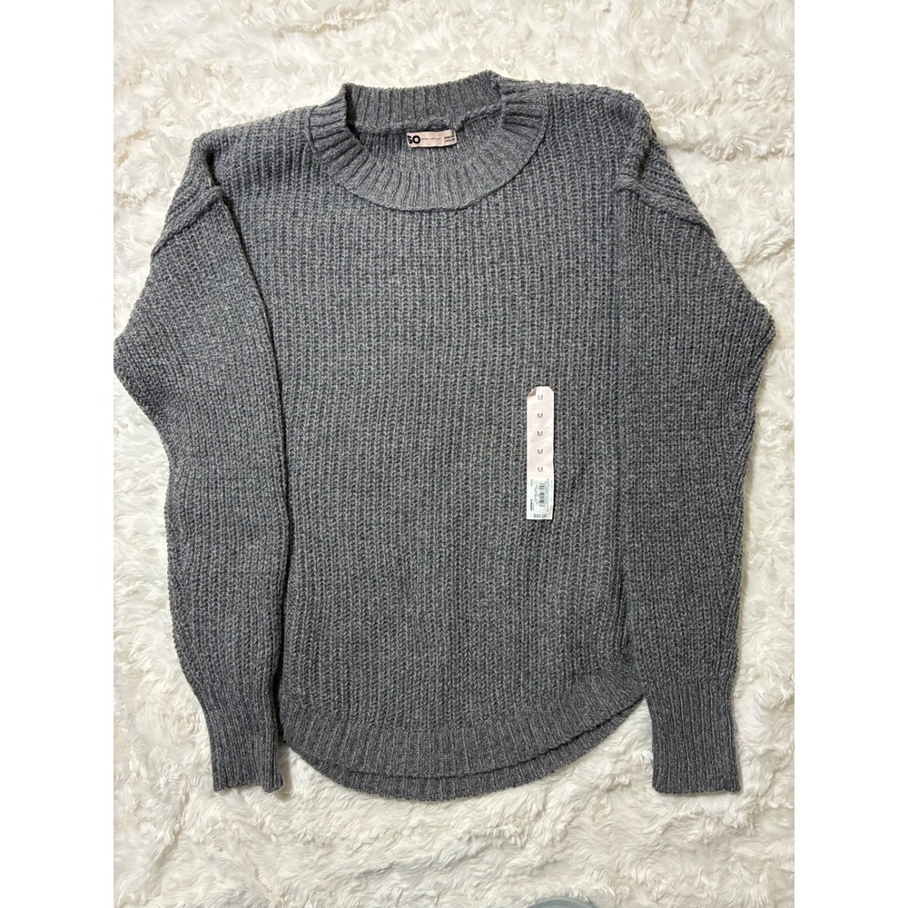 SO Goods For Life Gray Marl Ribbed Crewneck Shirttail Hem Sweater M NWT $30